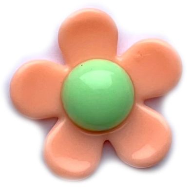 PB213 28mm Acrylic Peach and Green Flower Bead