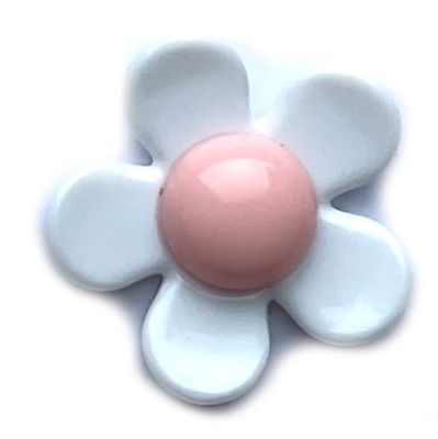 PB215 28mm Acrylic White and Pink Flower Bead