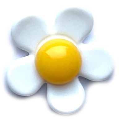 PB216 28mm Acrylic White and Yellow Flower Bead
