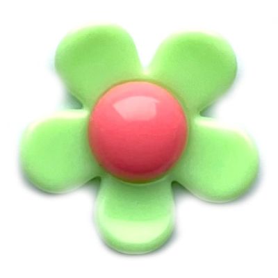 PB220 28mm Acrylic Green and Pink Flower Bead