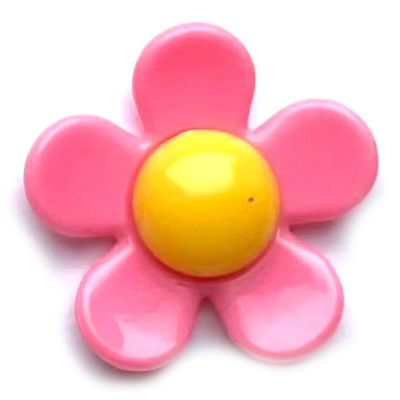 PB223 28mm Acrylic Pink and Yellow Flower Bead