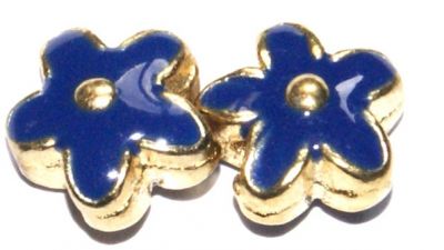 MB056 15mm Gold metal flower with capri blue finish