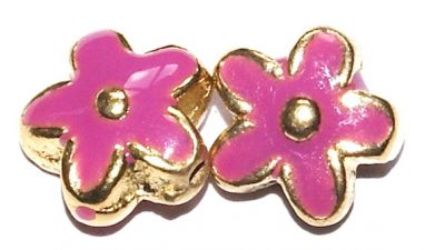 MB057 15mm Gold metal flower with pink finish