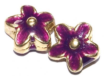 MB058 15mm Gold metal flower with purple finish