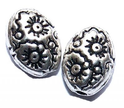 MB830 Silver Oval Flower Bead