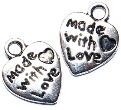 MB834 Silver Made with Love Heart Charm