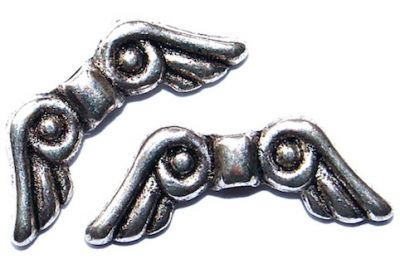 MB836 Silver Small Scroll Angel Wing Bead