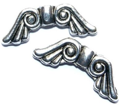 MB838 Silver Large Scroll Angel Wing Bead