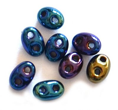TW004 Blue Scarab Twin Beads