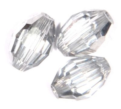 CC1129 8x6mm Half Silver Faceted Oval