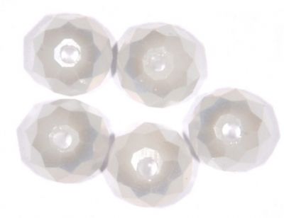 CC1302 6x8mm Faceted White Pearl Lustre Rondelle