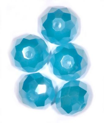 CC1306 6x8mm Faceted Turquoise Pearl Lustre Rondelle