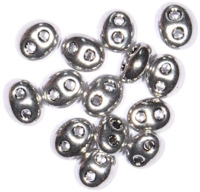 TW025 Metallic Silver Twin Beads