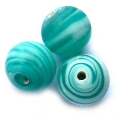 GL3901 10mm Turquoise Frost Stripe Round