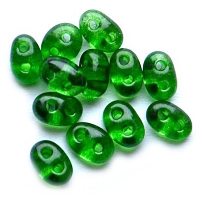 TW052 Transparent Emerald Twin Beads