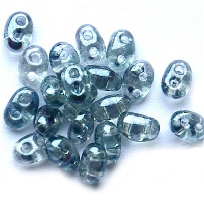 TW070 Lustre Transparent Ice Blue Twin Beads