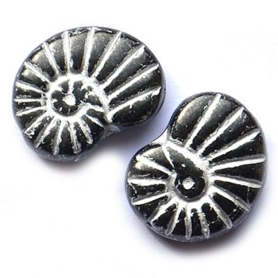 GL4105 13x16mm Black & Silver Ammonite Bead