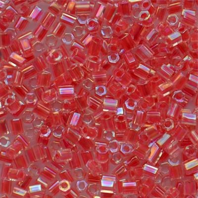 HEX859 Colour Lined Rose AB Size 11 Hex Beads