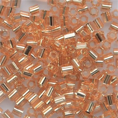HEX861 Silver Lined Peach Size 8 Hex Beads