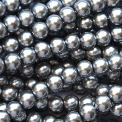 GP813 8mm Pewter Glass Pearls