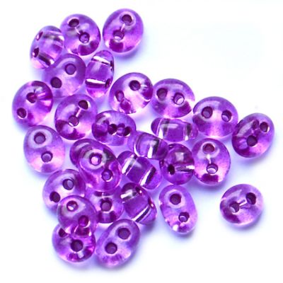 TW081 Silver Lined Magenta Twin Bead
