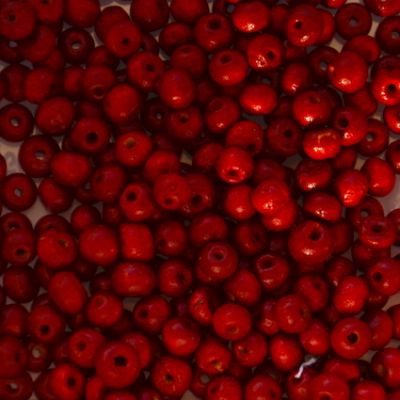 WD431 Bag of 4mm Red Wooden Beads