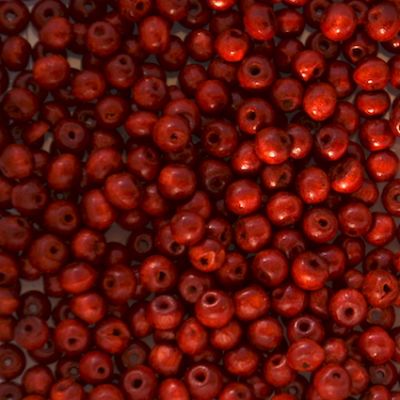 WD432 Bag of 4mm Red Brown Wooden Beads