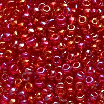 RC159 AB Transparent Red Size 8 Seed Beads