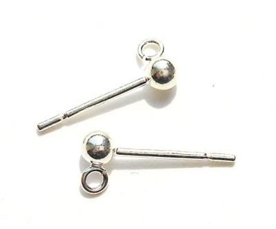 SS003 Pair of 3mm Sterling Silver Ball & Post Ear fitting