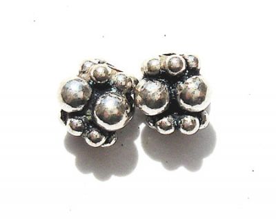 SS036 5x4mm Indian Silver 1 Row Beaded Barrel
