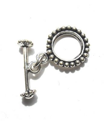 SS048 16mm Indian Silver Beaded Toggle Clasp