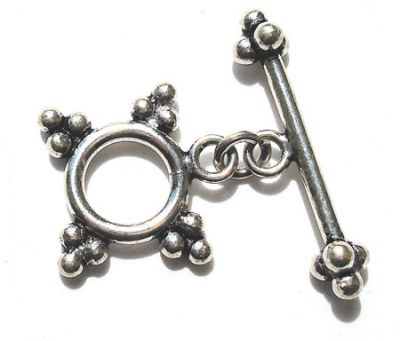 SS051 20mm Indian Silver Squared Pipped Toggle Clasp