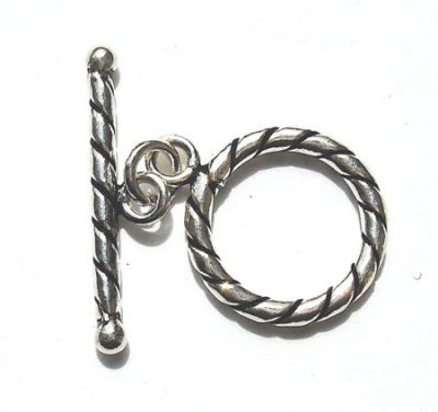 SS058 16mm Indian Silver Rope Edge Toggle Clasp