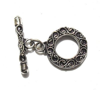 SS064 17mm Indian Silver Moroccan Toggle Clasp