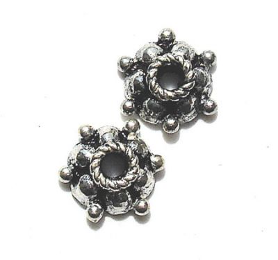 SS065 8x3mm Indian Silver  Flute & Pip Bead Cup