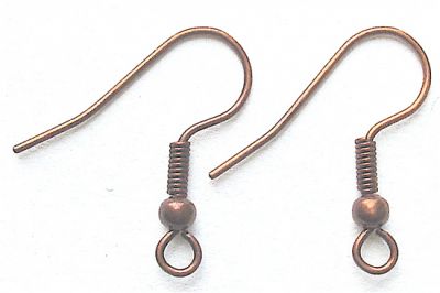 FN001 Pair of Antique Copper Fishhook Earwires