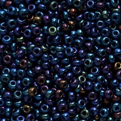 RC417 Op Blue Scarab Size 10 Seed Beads