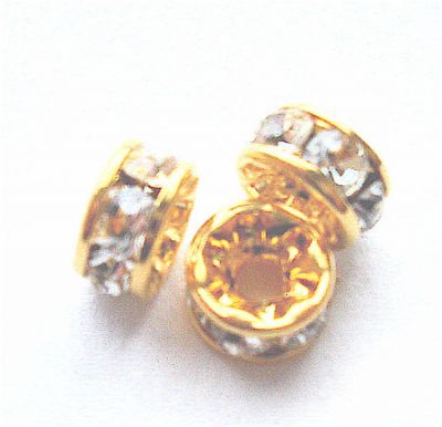 DR105 4mm Diamante Set Gold Rondelle