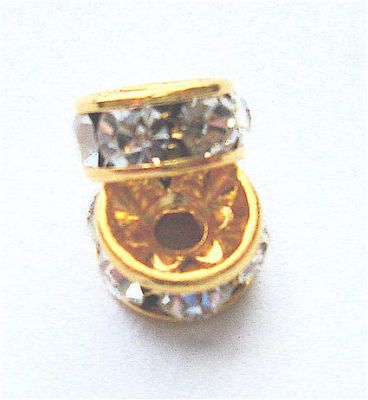 DR106 6mm Diamante Set Gold Rondelle