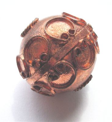 MB151 30mm Decorated Antique Copper Metal Bead