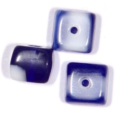 GL0764 6x5mm Blue and White Rounded Cube