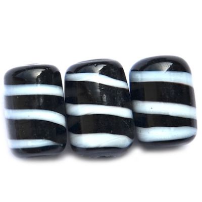 GL2348 Black Striped Tube Bead