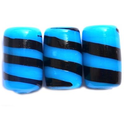 GL2349 Turquoise Striped Tube Bead