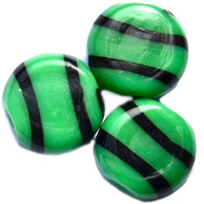 GL2357 Emerald Striped Disc Bead