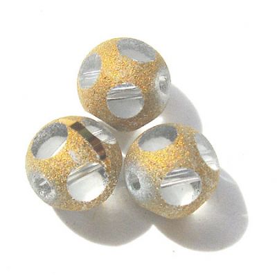 GL2460 8mm Crystal Round with Gold Frost