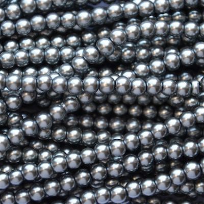 GP409 4mm Pewter Glass Pearls
