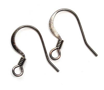 FN006GrB Pair of Grey Black Plated Small Hook Ear Wire