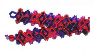 Jacquard Bracelet in Purple/Fuchsia/Red