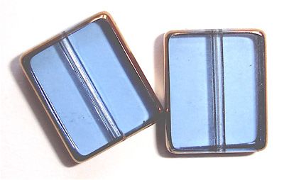 GL2941 10mm Flat Blue Glass Rectangle with Bronze Edging