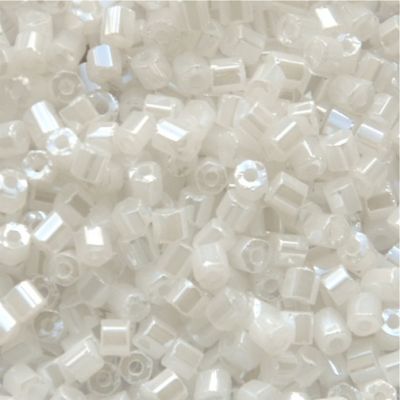 HEX058 White Ceylon Size 9 Hex Beads